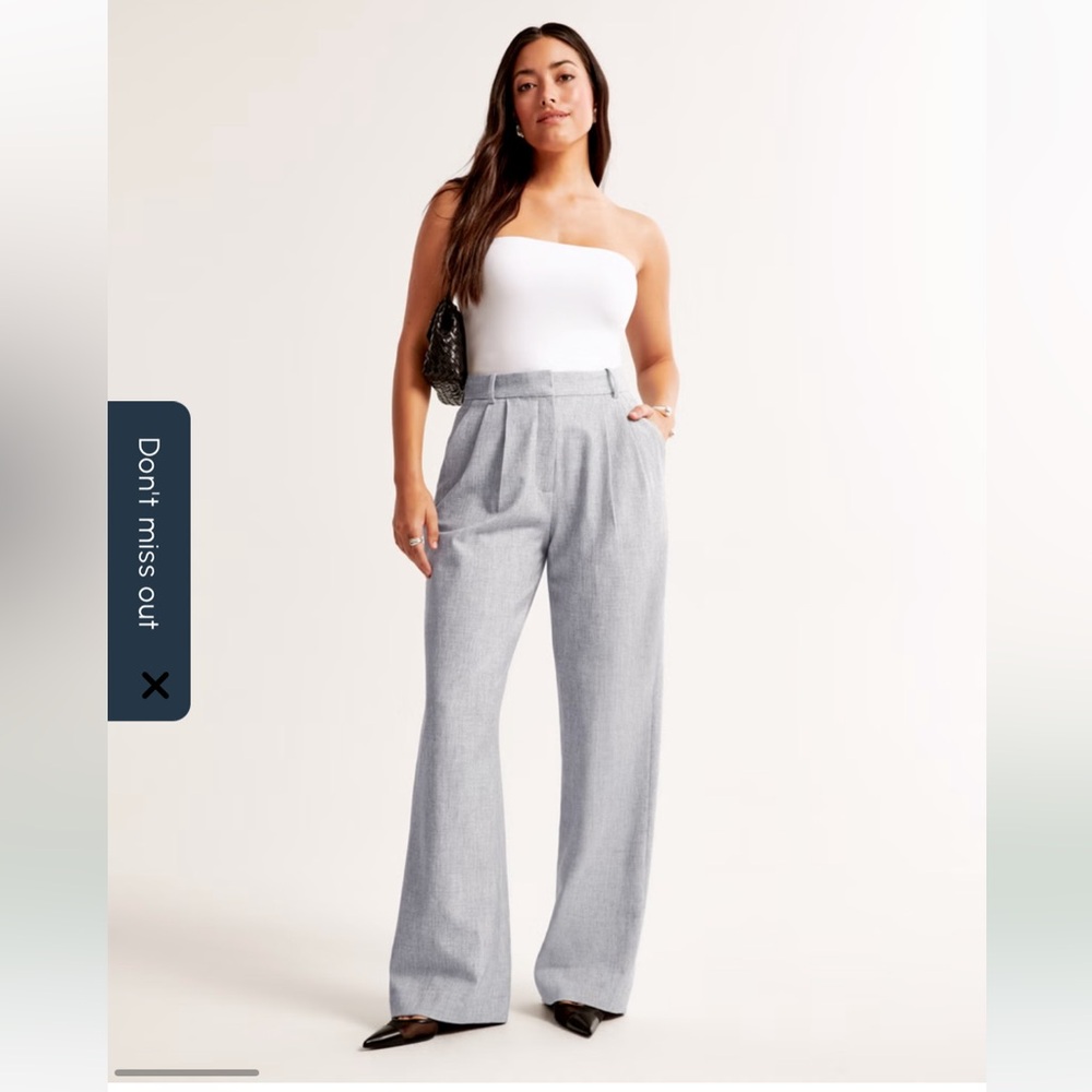 Curve Love A&F Sloane Tailored Wide Leg Pant, Size 6R, Gray Brushed Fabric